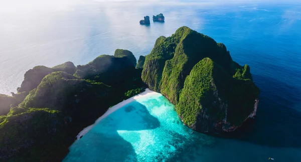Drone View Maya Bay Koh Phi Phi Thailand Turquoise Clear — Foto de Stock