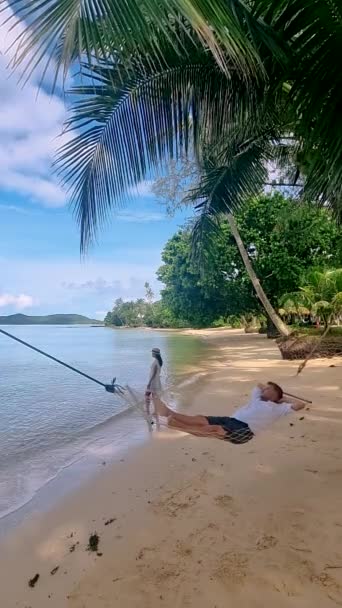 Couple Men Women Hammock Beach Koh Mak Island Thailand Vacation — Video