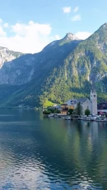 postcard view of the famous Hallstatt mountain village in the Austrian Alps, Salzkammergut region, Hallstatt, Austria. Europe. 