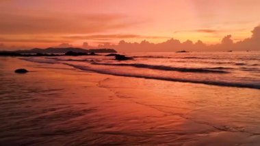 sunset at a tropical beach in Phuket Thailand. 