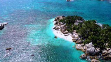 Tropical Island at Seychelles, drone view island Seychelles, Coco island Seychelles. 