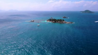 Tropical Island at Seychelles, drone view island Seychelles, Coco island Seychelles. 