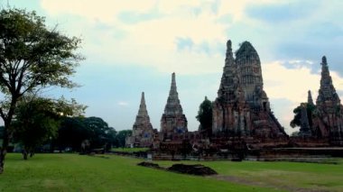 Old ruins and Pagodas at Wat Chaiwatthanaram Temple of Ayutthaya Province. Ayutthaya Historical Park, Thailand. 