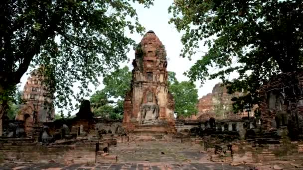 Old Ruins Pagodas Wat Mahathat Temple Ayutthaya Province Ayutthaya Historical — Stockvideo