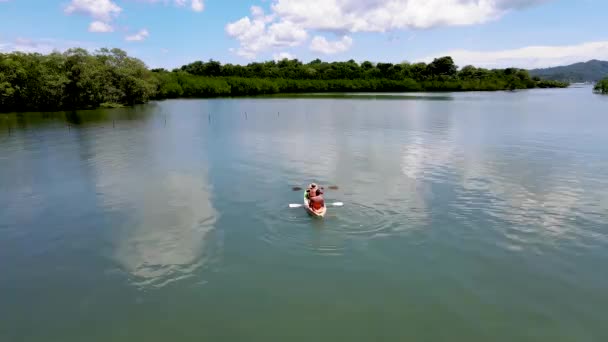 Couple Kayak Mangrove Forest Phuket Thailand Men Women Paddling Kayak — Video