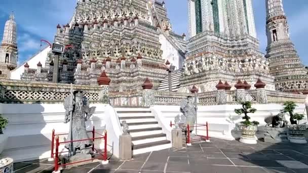 Wat Arun Temple Bangkok Thailand Sunny Day — Wideo stockowe