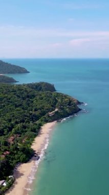 Aerial view from a drone at a tropical beach in Koh Lanta Thailand.