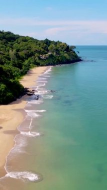 Aerial view from a drone at a tropical beach in Koh Lanta Thailand.