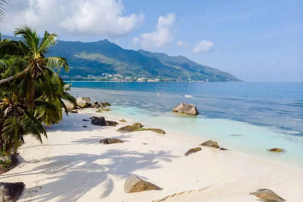 Drone View Tropical Beach Seychelles Mahe Island — Stock Photo, Image