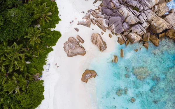 Drone View Anse Lazio Beach Praslin Island Seychelles — Zdjęcie stockowe