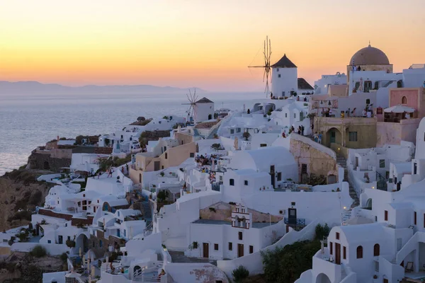 White Churches Blue Domes Ocean Oia Santorini Greece Traditional Greek — Stock Fotó