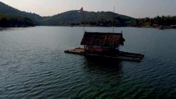 Huai Krathing Meer Noordoost Thailand Isaan Regio Beroemd Zijn Drijvende — Stockvideo