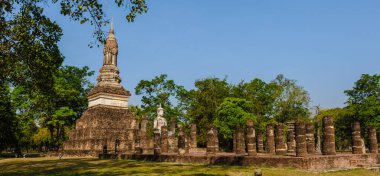 Wat Sa Otur, Sukhothai eski şehri, Tayland. Güney Asya 'nın antik şehir ve kültürü Tayland, Sukothai tarihi parkı