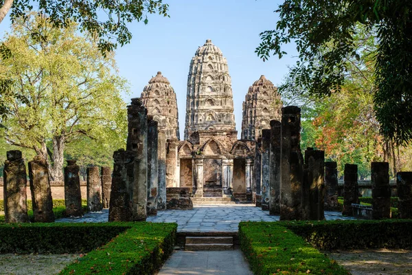 Wat Sawai Sukhothai Παλιά Πόλη Ταϊλάνδη Αρχαία Πόλη Και Τον — Φωτογραφία Αρχείου
