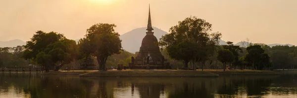 Wat Bij Zonsondergang Sukhothai Oude Stad Thailand Oude Stad Cultuur — Stockfoto