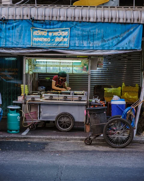 Bangkok Ratchawat Thailand People Prepare Thai Street Food Food Stall — Stock Photo, Image