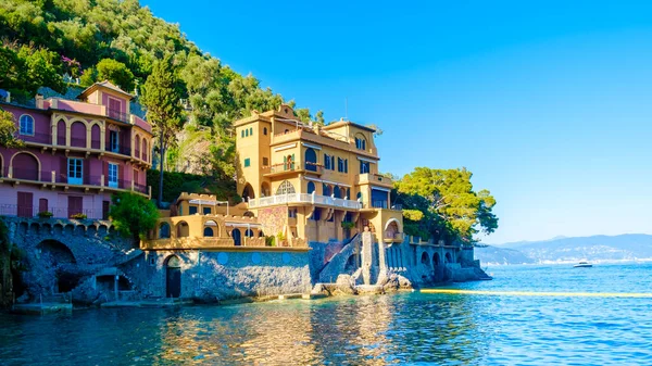 Hermosa Costa Del Mar Con Coloridas Casas Portofino Italia Europa — Foto de Stock