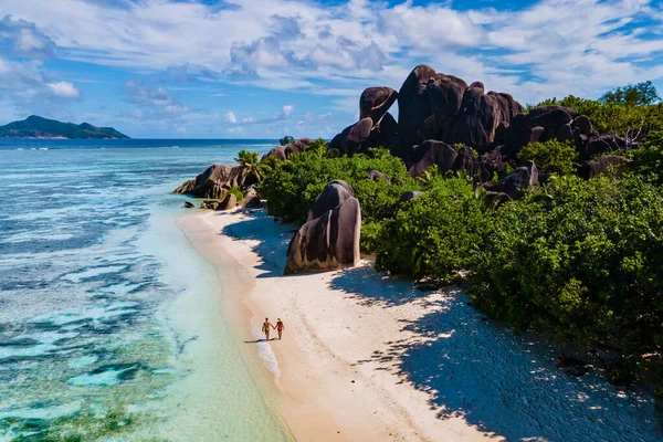 Anse Fonte Dargent Praia Digue Island Seychelles — Fotografia de Stock