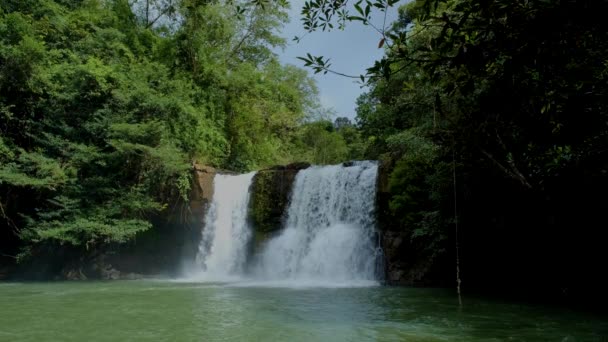 タイのジャングルの森にある滝 コッド タイの熱帯島の滝 — ストック動画