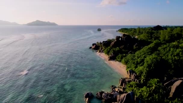 Anse Source Dargent Digue Seychellerna Tropisk Strand Lyxig Semester Seychellerna — Stockvideo