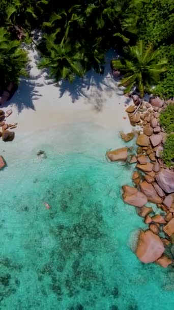 Anse Lazio Praslin Seychellen Een Tropisch Strand Tijdens Een Luxe — Stockvideo