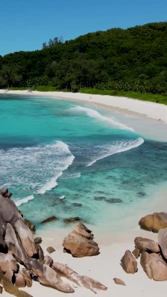 Anse Cocos Strand Digue Seychelles Egy Trópusi Strand Seychelle Szigetek — Stock videók