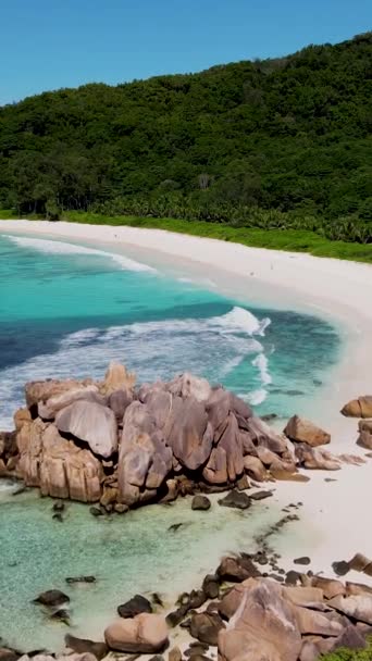 Anse Cocos Strand Digue Seychellen Een Tropisch Strand Seychellen Wit — Stockvideo