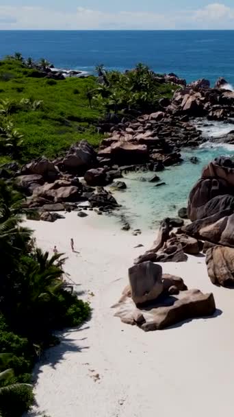 Anse Cocos Plajı Digue Seychelles Seyşeller Adaları Nda Tropikal Bir — Stok video
