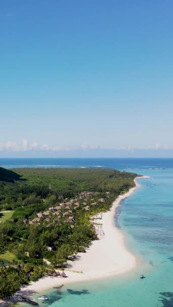 Morne Beach Mauritius Tropical Beach Palm Trees White Sand Blue — Stock video