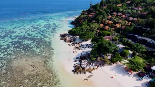 Koh Lipe Thailand Aerial View Drone Coral Reef Front Koh — 图库视频影像