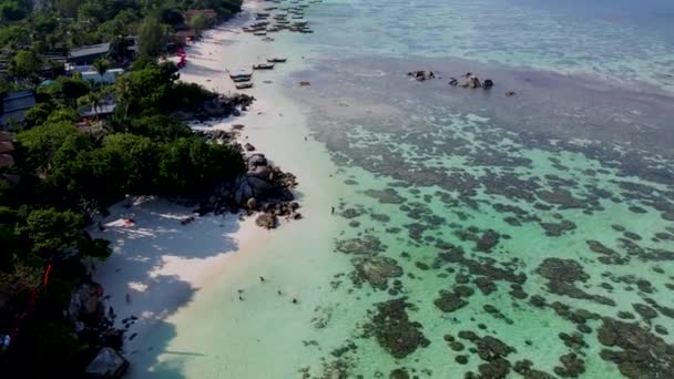 Koh Lipe Tailândia Vista Aérea Drone Recife Coral Frente Ilha — Vídeo de Stock