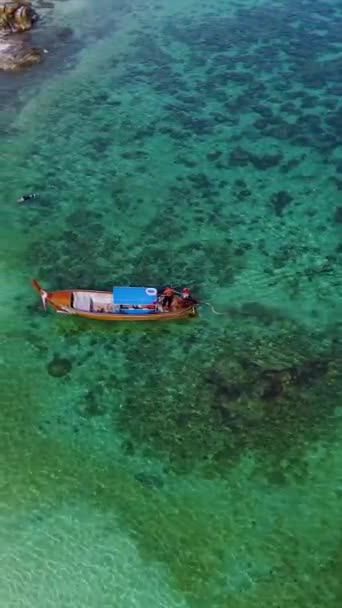Αεροφωτογραφία Του Νησιού Koh Kradan Στο Trang Ταϊλάνδη Tropical Παραλία — Αρχείο Βίντεο