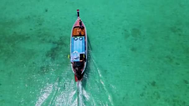 Flygfoto Över Koh Kradan Trang Thailand Tropisk Strand Med Ett — Stockvideo