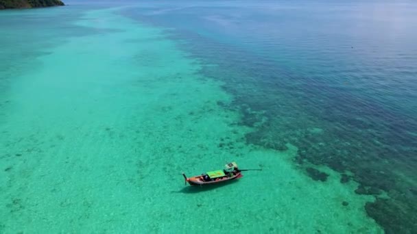 Flygfoto Över Koh Kradan Trang Thailand Tropisk Strand Med Ett — Stockvideo