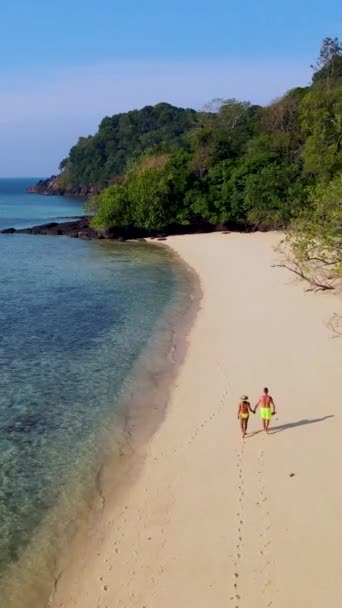 Вид Воздуха Остров Крадан Koh Kradan Чанге Таиланд Летний Пляж — стоковое видео