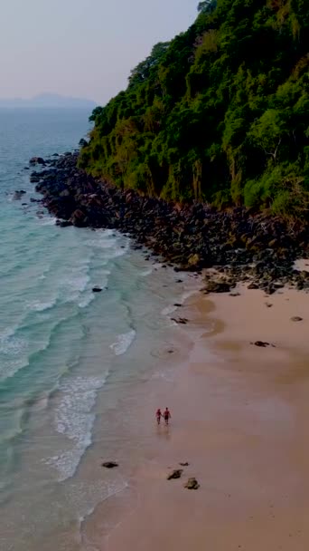 Koh Kradan Sziget Trang Thaiföld Trópusi Strand Korallzátonnyal Türkiz Színű — Stock videók