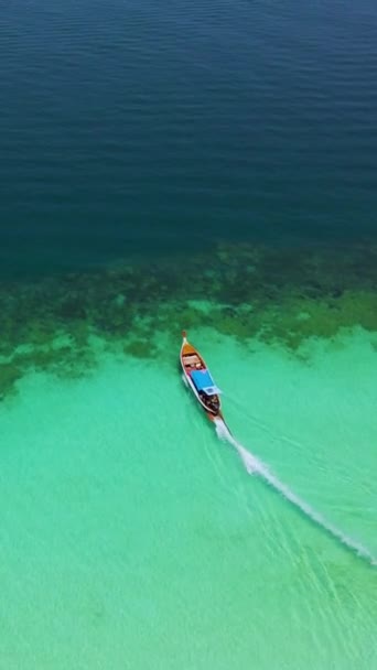 Letecký Pohled Ostrov Koh Kradan Trangu Thajsku Tropická Pláž Dlouhými — Stock video