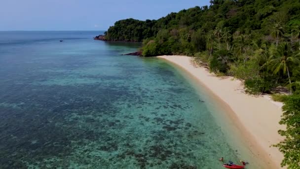 Drönare Flygfoto Över Koh Kradan Trang Thailand Tropisk Strand Med — Stockvideo