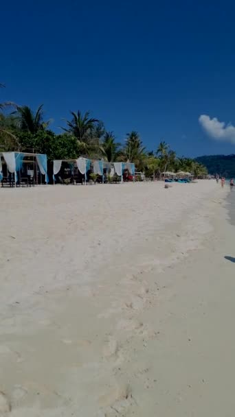 타이에서 휴가를 보내고 여성들은 바다에 모래톱에서 여름날 아침에 산호초에서 — 비디오