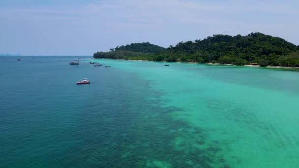 Drone Vista Aérea Isla Koh Kradan Trang Tailandia Playa Tropical — Vídeos de Stock