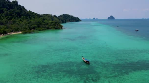 Drone Vista Aérea Isla Koh Kradan Trang Tailandia Playa Tropical — Vídeos de Stock