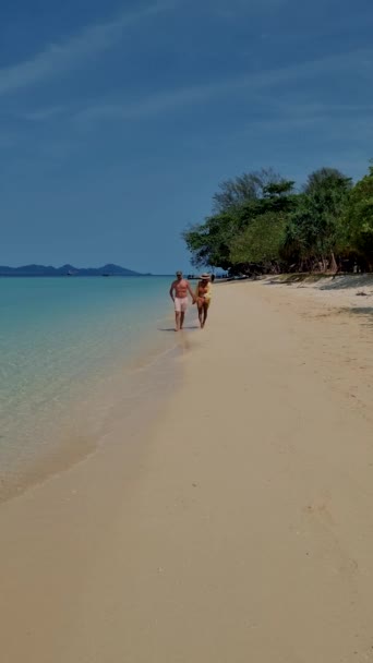 Letecký Pohled Ostrov Koh Kradan Trangu Thajsku Tropická Pláž Korálovým — Stock video
