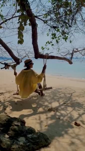 Koh Kradan Island Plage Tropicale Thaïlande Trang Femmes Asiatiques Sur — Video