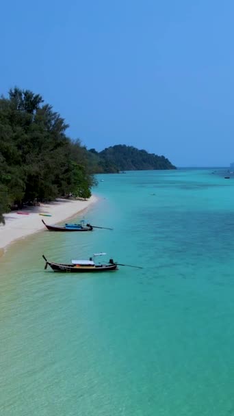 Letecký Pohled Dronu Ostrova Koh Kradan Trangu Thajsku Tropická Pláž — Stock video
