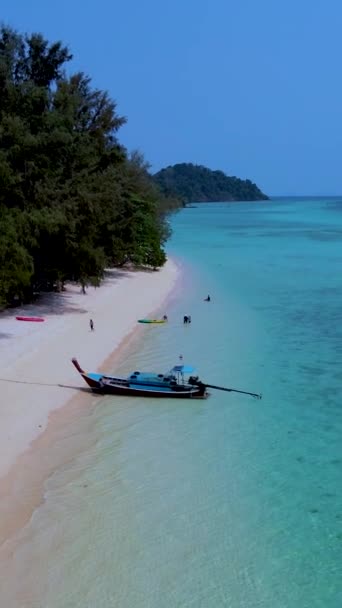Légi Kilátás Koh Kradan Sziget Strand Trang Thaiföld Trópusi Strand — Stock videók