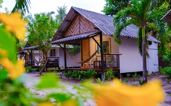 Bungalows Cabaña Bambú Playa Tailandia Alojamiento Sencillo Para Mochileros Tailandia — Foto de Stock
