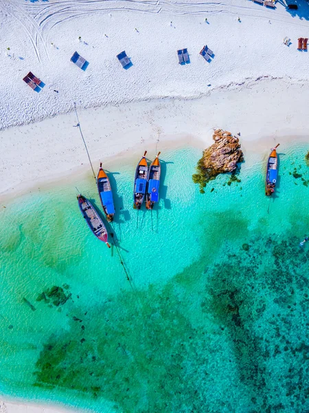 Vista Del Dron Playa Isla Koh Kradan Tailandia Con Par —  Fotos de Stock