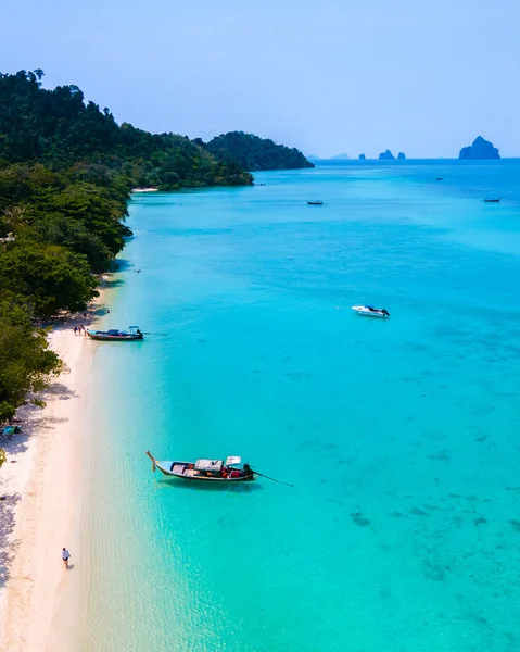 Drohnenblick Strand Der Insel Koh Kradan Thailand Luftaufnahme Über Die — Stockfoto
