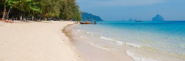 Tayland 'da Koh Kradan adasının kumsalında manzara, Koh Kradan Adası Trang üzerinde hava manzarası