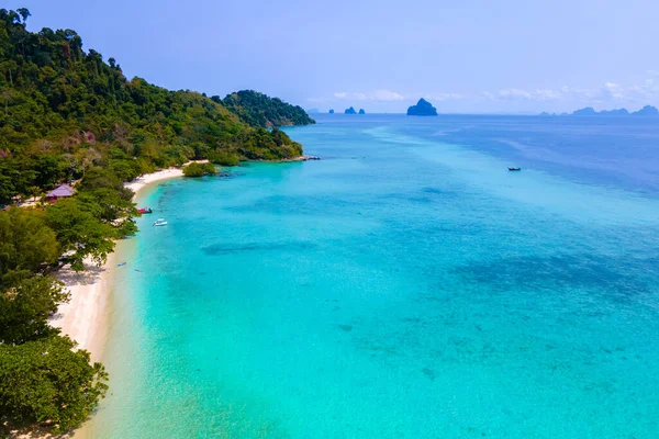 Widok Drona Plażę Wyspy Koh Kradan Tajlandii Widok Lotu Ptaka — Zdjęcie stockowe
